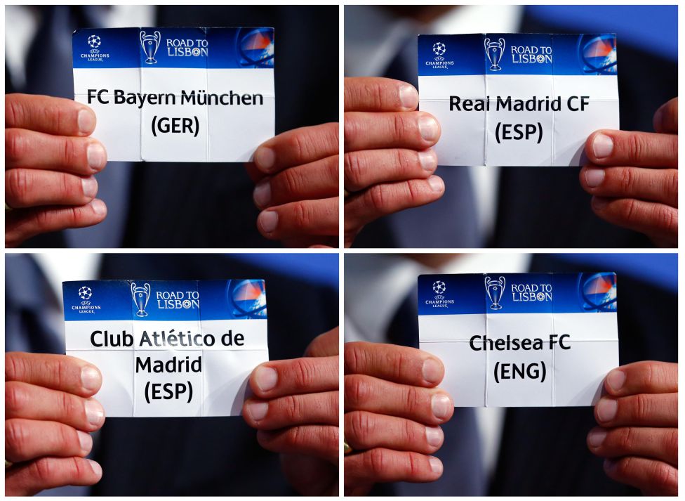 Madrid-Bayern y Atlético-Chelsea, semifinales de la Liga de Campeones