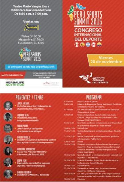 PE|Prom|Prenavidad|1|728×90 INICIO » NOTICIAS » DEPORTES IPD presenta el primer congreso internacional del deporte este 20 de noviembre
